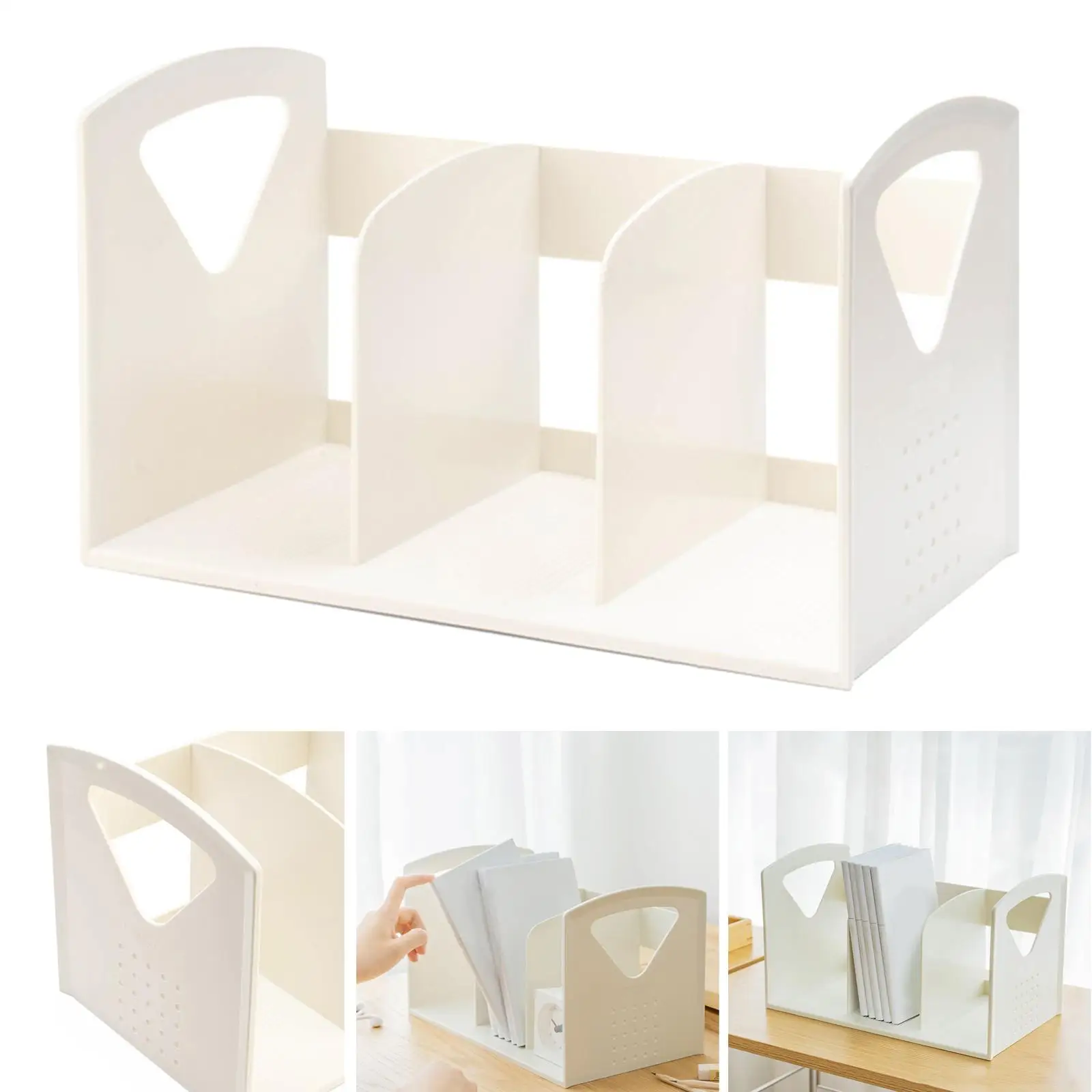 Bookends For Shelves Book Support Stand Bookshelf With 3 Compartments Holder Desk Organizer Office Accessories