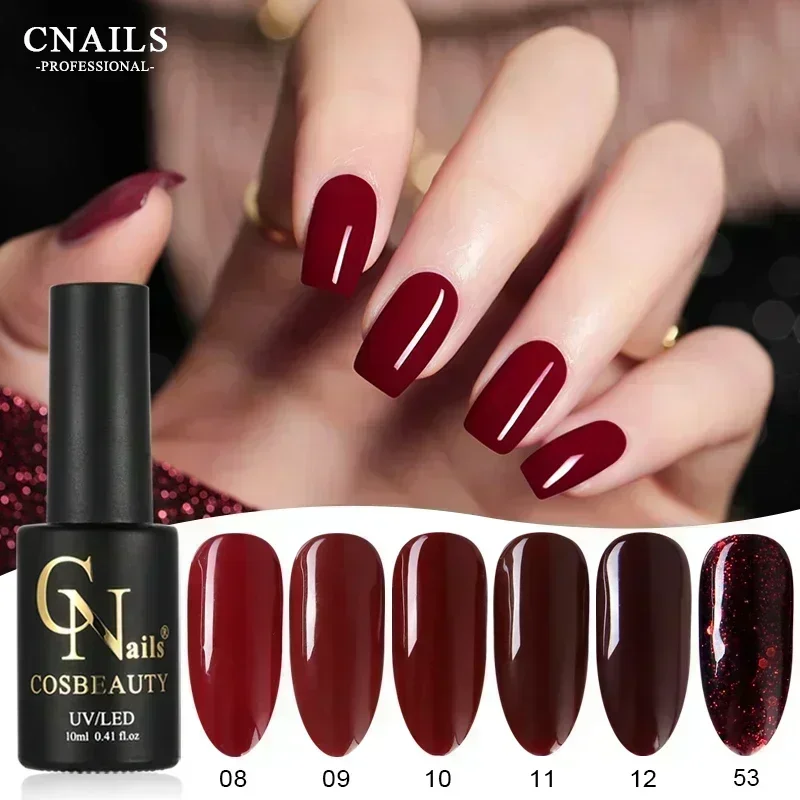 Best of Nail Gel Polish Wine Red Color Base Coat Glitter Soak Off Varnish Lacquer UV LED Nail Gel 10ML Semi Permanent Nail Art Dark Red Reviews & Tips