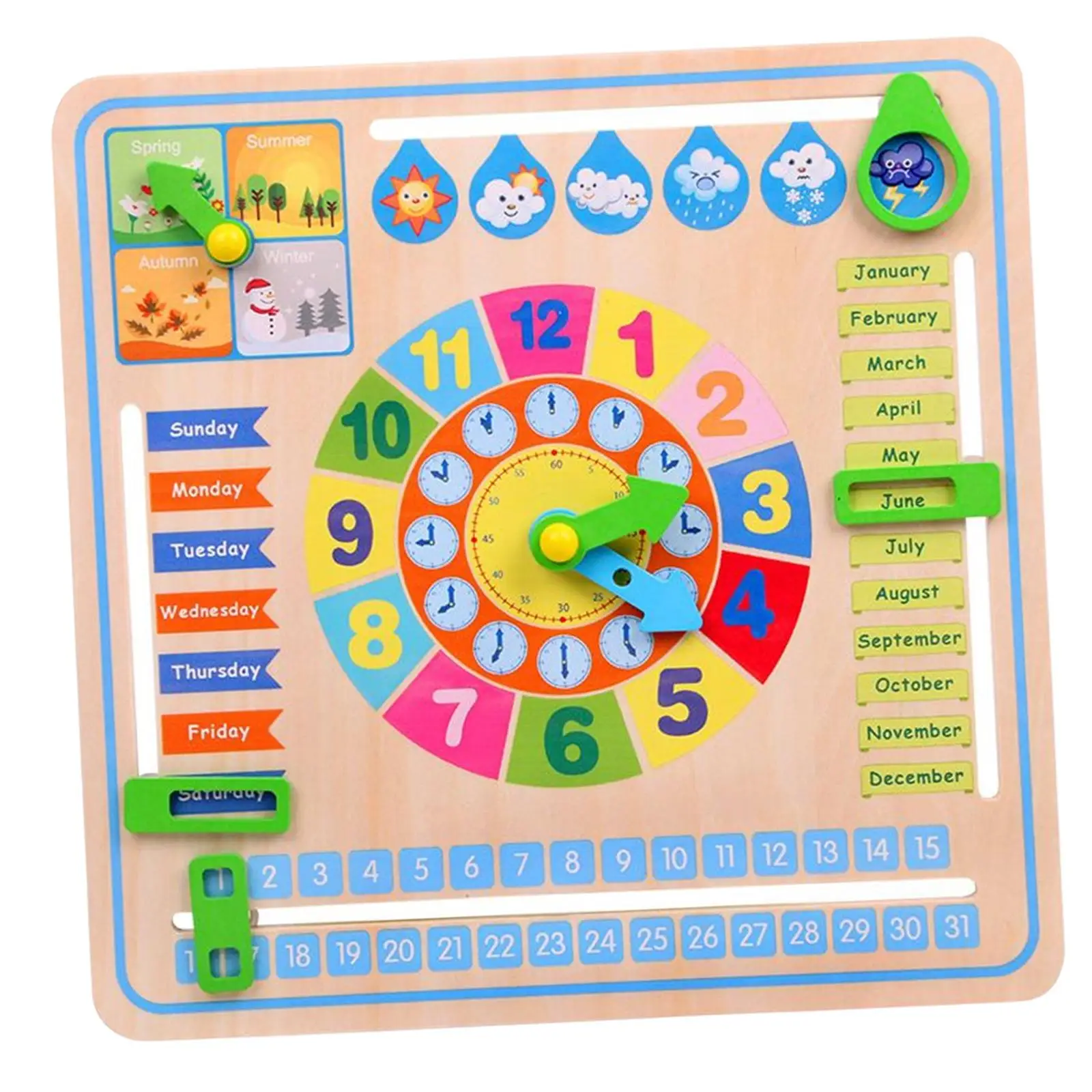 Montessori Wooden Clock Learning Materials Calendar and Learning for Age 3 4 5 Toddlers Kids Boys and Girls