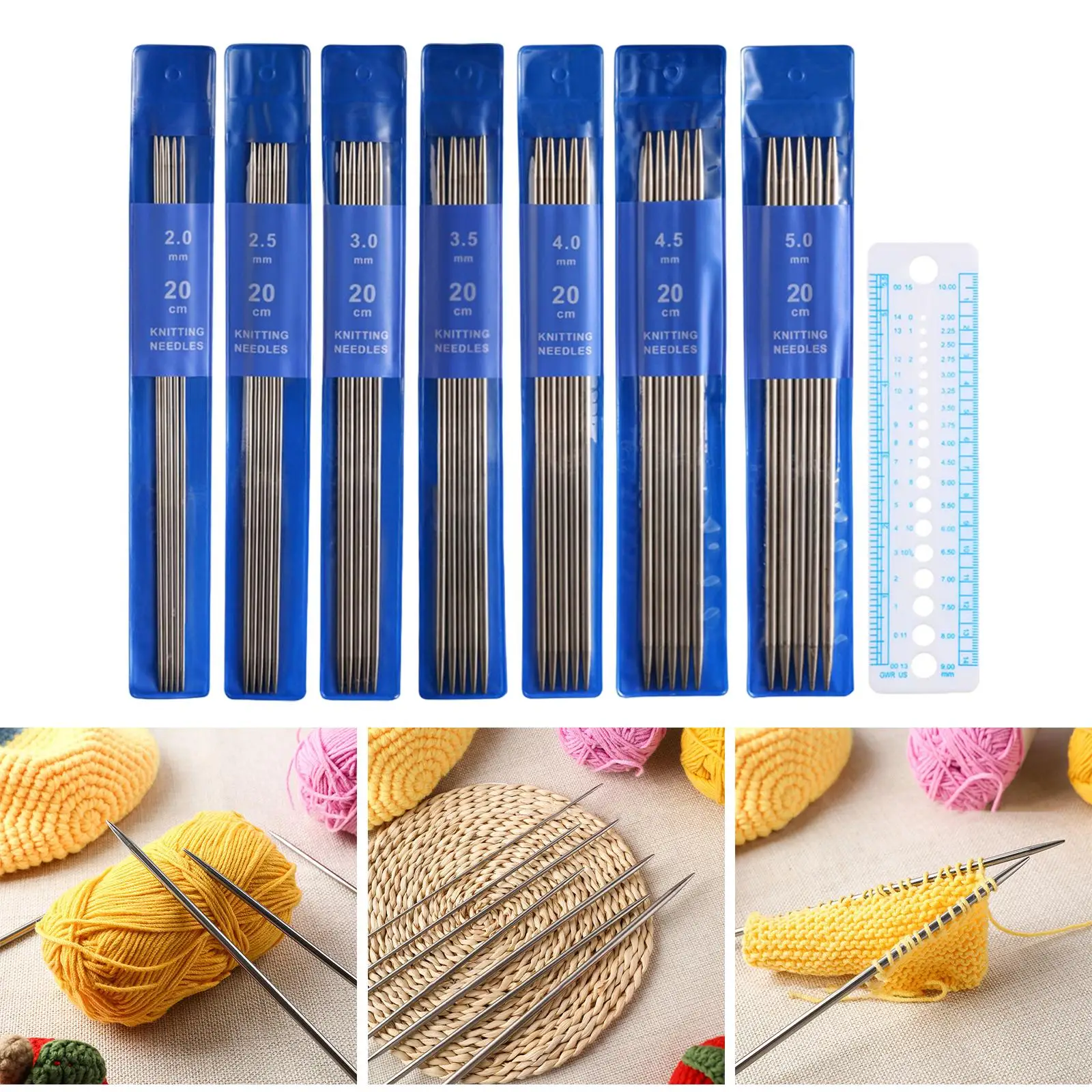 35Pcs Stainless Steel Knitting Needles Set Sewing Smooth Needle 20cm Length Quilting Needles Stitch Crochet DIY Tools Equipment