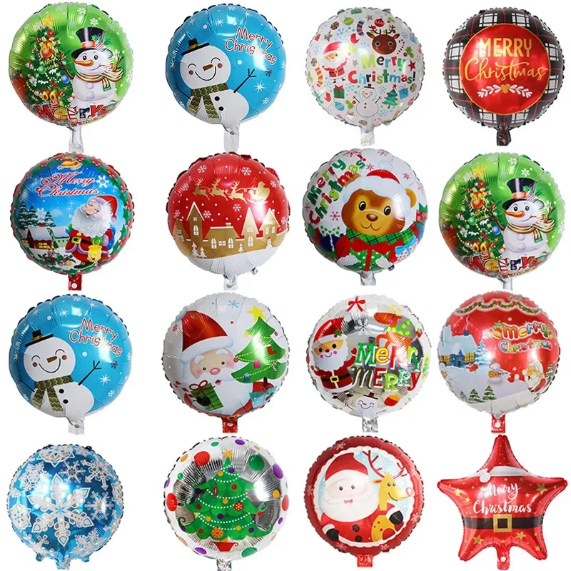 10 Stücke 18 Zoll Frohe Weihnachten Folie Helium Ballons Feliz Navidad Weihnachtsbaum Ornament Schneemann Weihnachtsmann Party Dekorationen Supplie – Detail 1