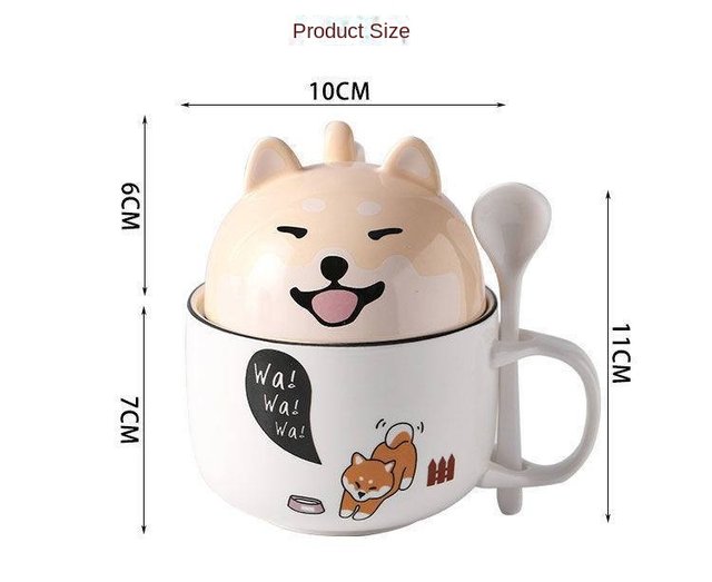 350ml Kawaii Shiba Inu Mug Cute Cartoon Ceramics Mug With Lid and Spoo –  pocoro