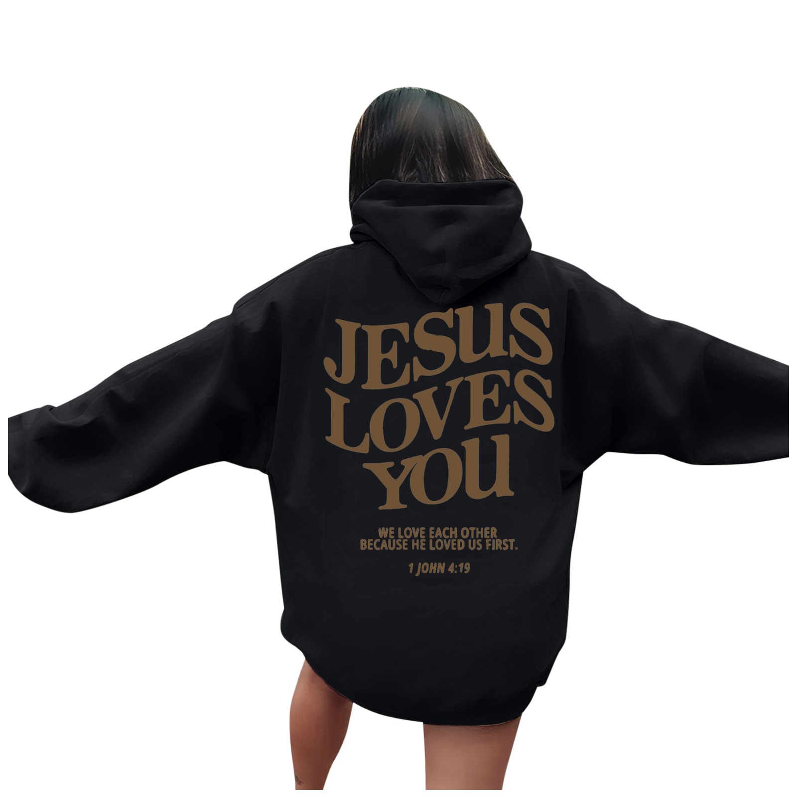 Title 10, Jesus Loves You Felpa con cappuccio grafica ove...