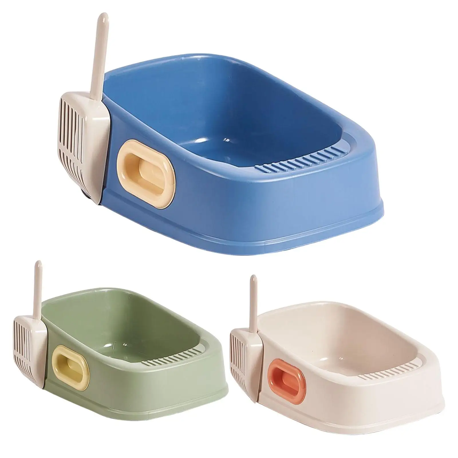 Cat Litter Tray Kitty Litter Pan Cat Sand Box Sifting Large Space with Double Ear Handles Pet for Small Animals Rabbit