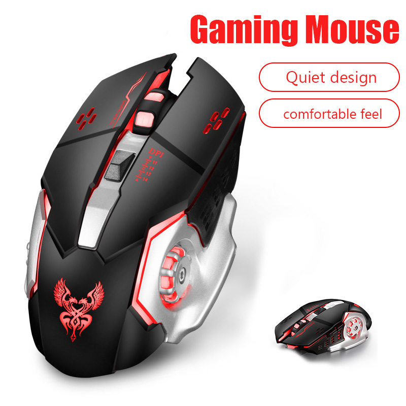 Q3 DPI 1200/2400/4600 Wireless Mouse 2.4G RGB Backlit Gaming Mouse Adjustable Mause Rechargeable Silent Mice for laptop computer