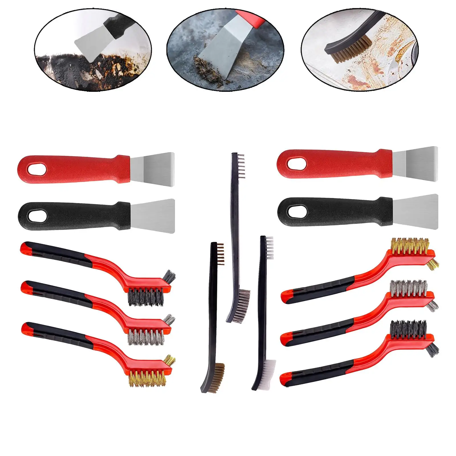 Wire Brush Set Scratch Brushes for Cleaning Welding Slag Paint Remover Home