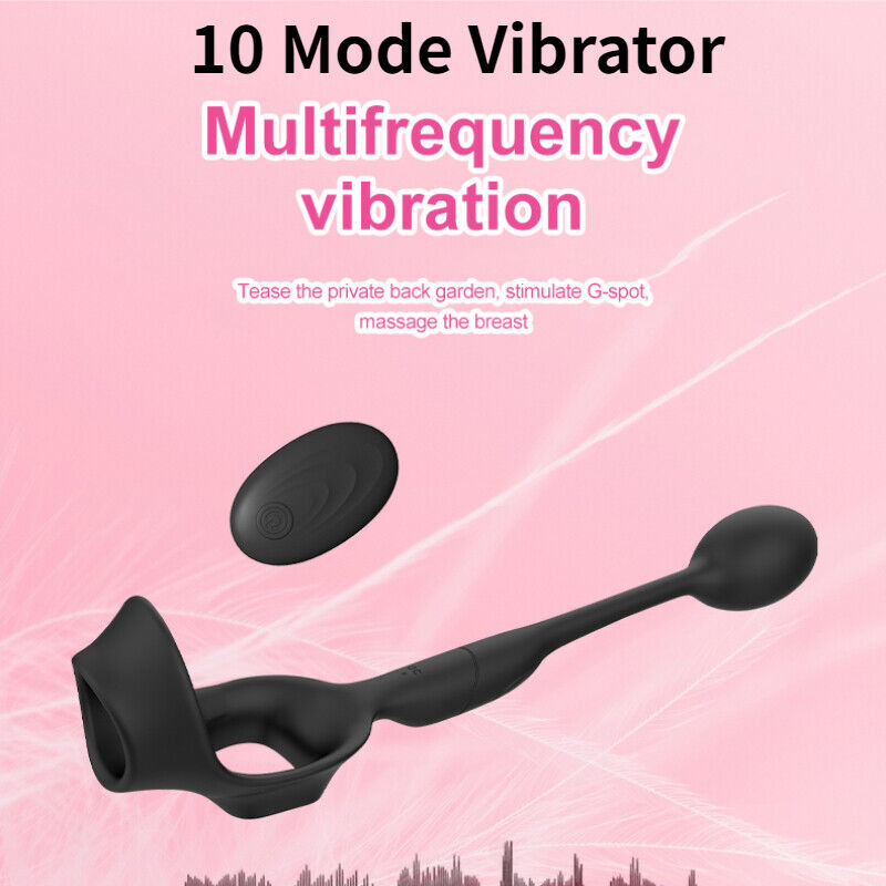 Massageador de Próstata Masculino Com Anel Peniano Anal Tail Cockring