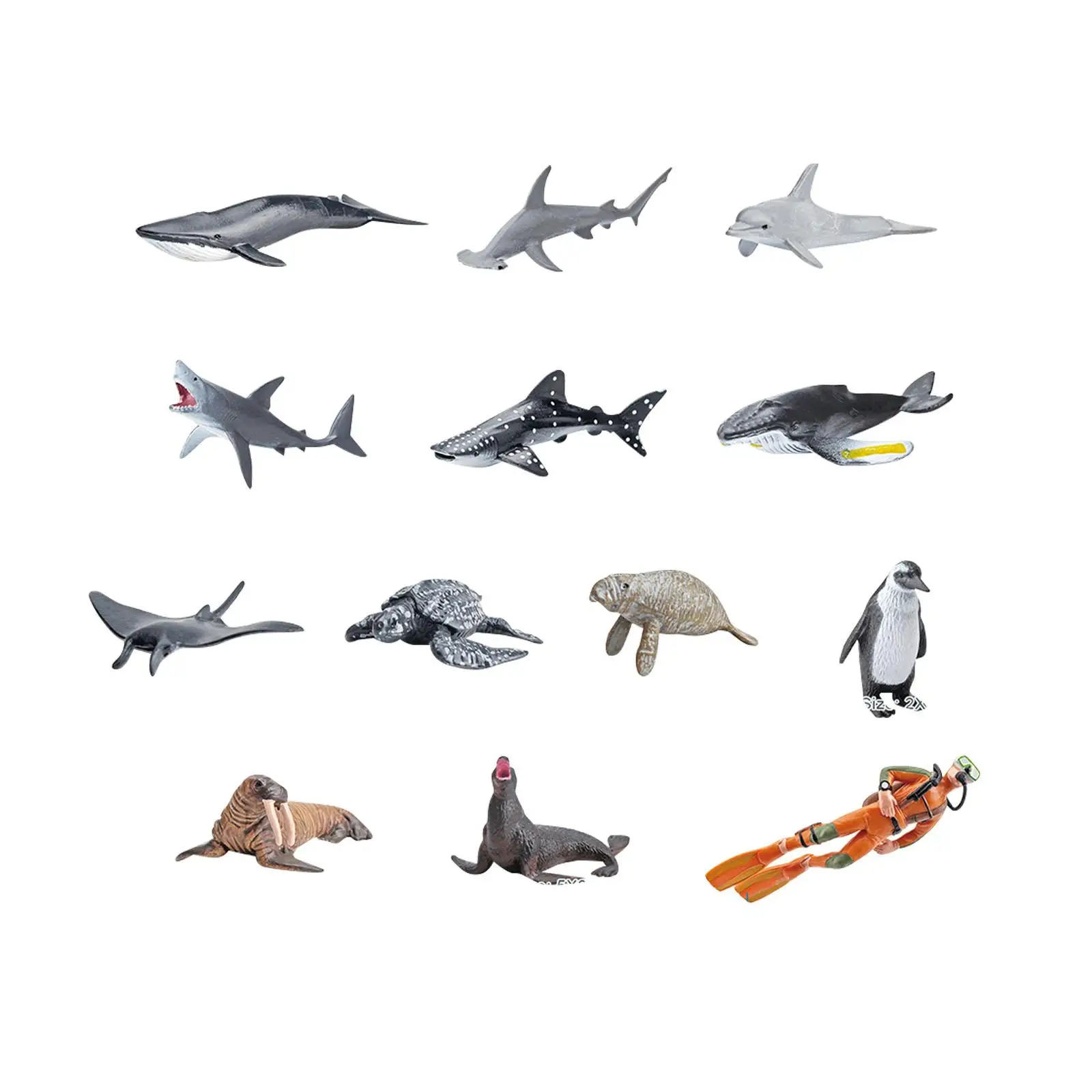 13x Marine Animal Set Figurines Realistic Animals Model for Desktop Decor Teaching Aid Ornament Yard Scene Party Favors
