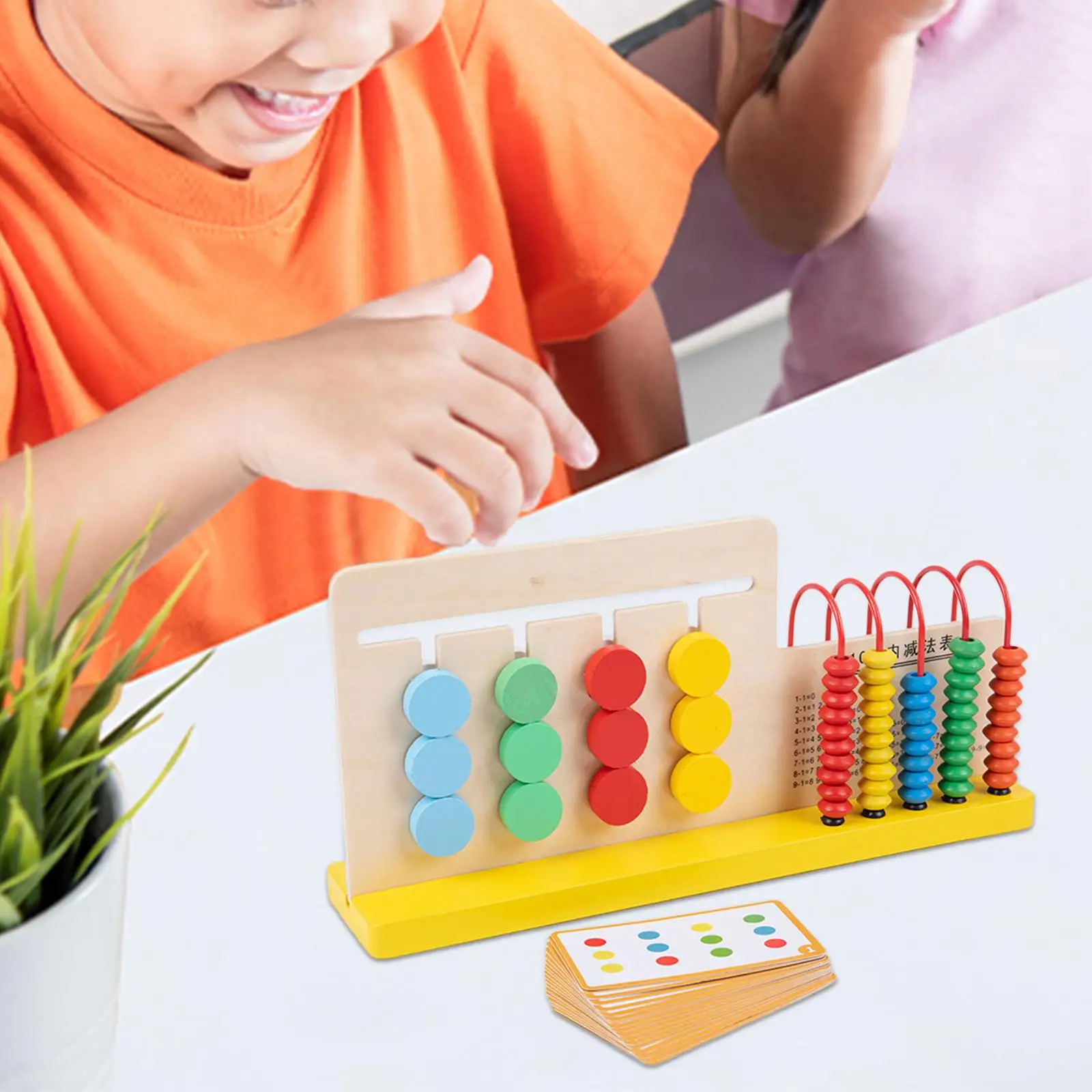 Wood Sliding Puzzle Frame Abacus with Multicolor Beads Ages 3+ Travel Toys