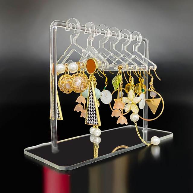 Farfi 1 Set Earring Rack Coat Hanger Shape Polished with Base Jewelry  Storage Acrylic Ear Studs Display Earring Hanging Organizer Girls Supply  (Blue) 