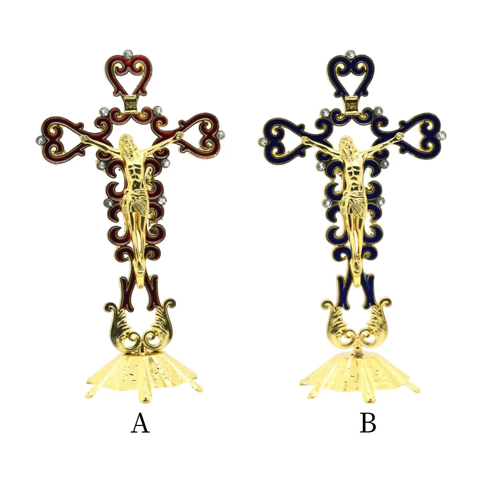 Religious Crucifix Figurine Jesus Cross Statue Ornament Crafts Sculpture Home Chapel Office Decor
