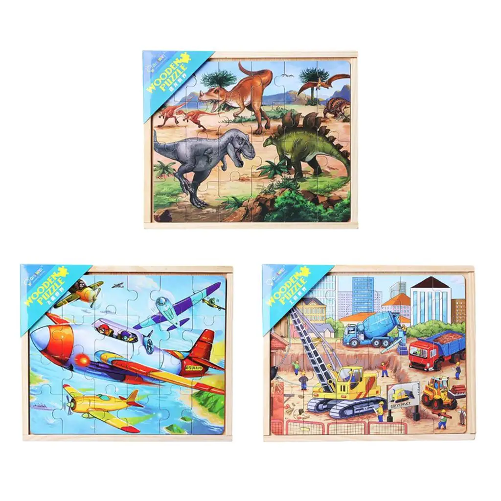  Wooden Jigsaw Puzzles, Animals & Vehicle Puzzles for girls and boys Toddlers, Educational Preschool Toys Gifts