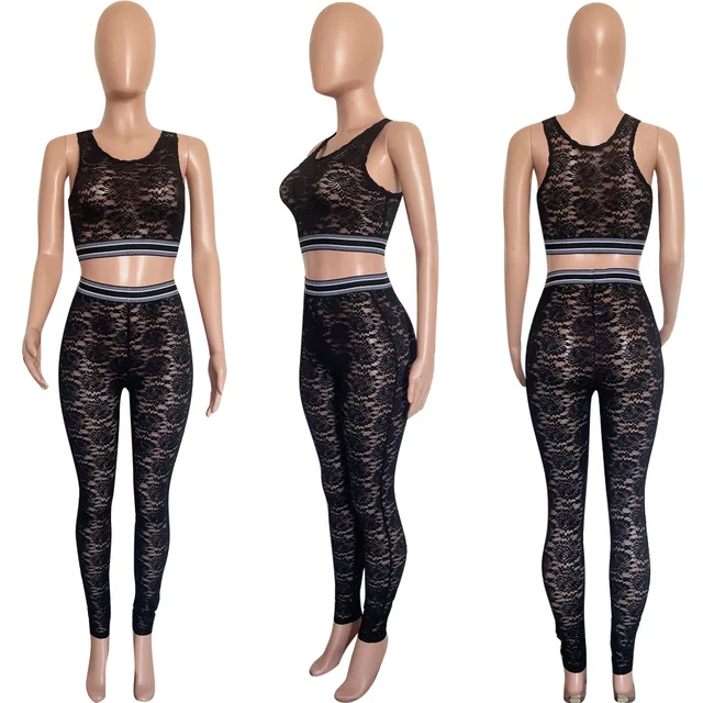 ANJAMANOR Crochet Knit Two Piece Set: Crop Top And Matching Flare Pants  Women For Sexy Summer Vacation Outfit For Women 2023 D30 FZ29 From Covde,  $21.54