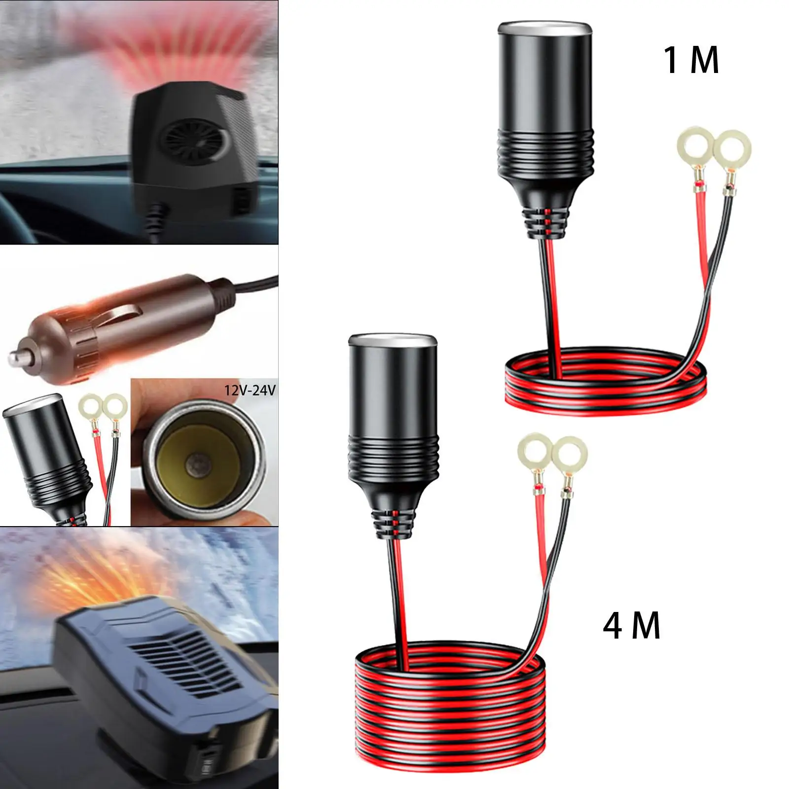 Cigarette Lighter Adapter Power Supply Cord Easy Installation Replaces Accessories Female Plug Outlet to Eyelet Terminals
