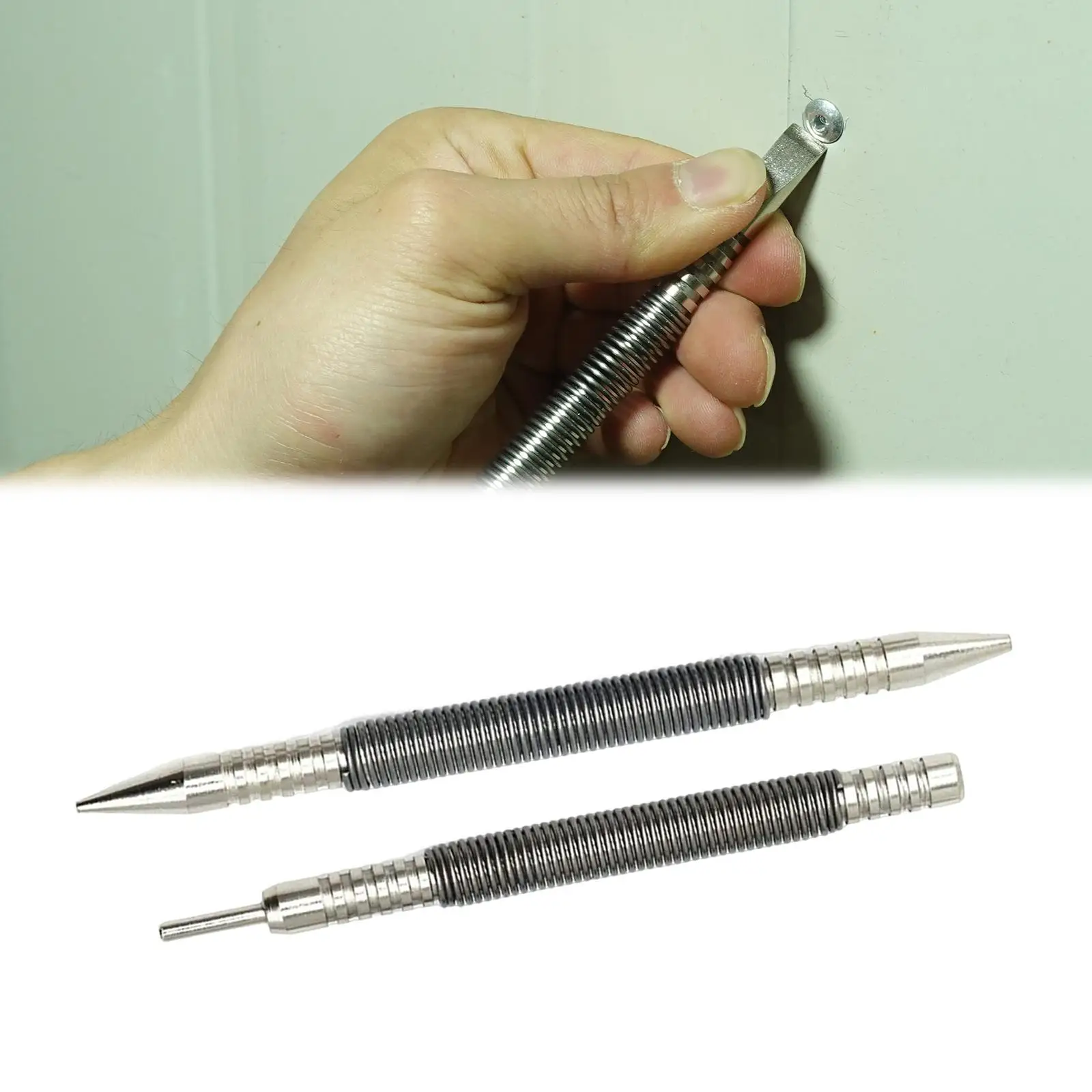 2 Pieces Nail Set and Remover Punch Set, Heavy Duty, Small Spring Nail Set, Punch Nail Hammerless Door Pin Removal Tool