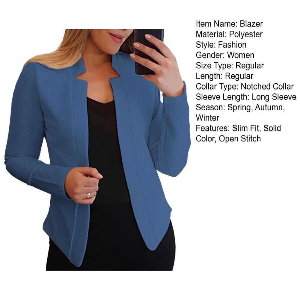 Title 13, Einfarbig Slim Fit Frauen Blazer Jacke Kerb Kra...