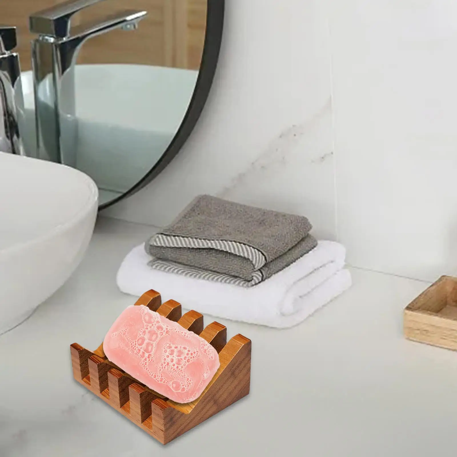 Wooden Soap Dish Home Decor Soap Tray Tabletop Self Draining Soap Dish Soap Bar Holder for Shower Bathroom Bathtub Sink Kitchen