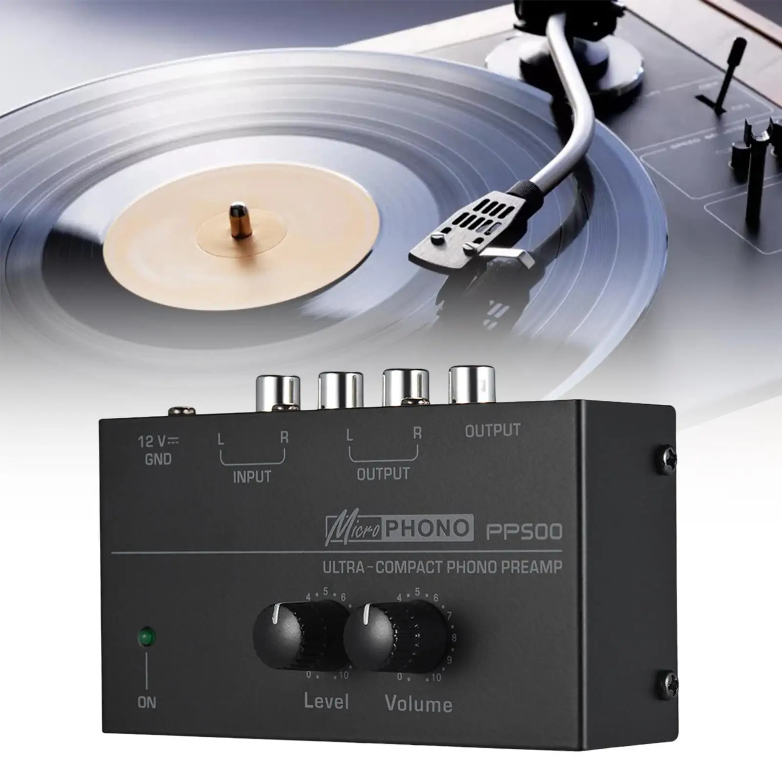 PP500 Phono Turntable Preamp for LP Vinyl Record Player with Level Volume Control Independent Knob Control Mini Stereo Amplifier