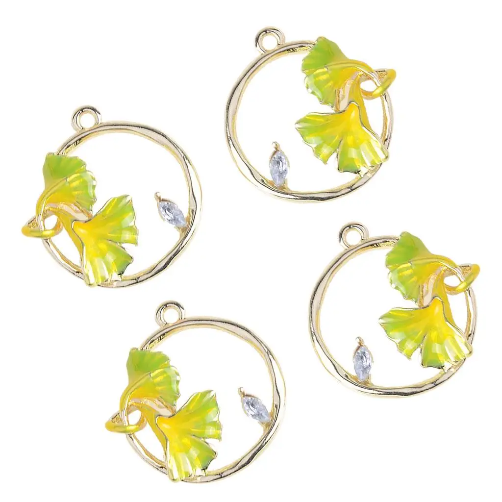 4 Pieces Women Chic Ginkgo Leaf Charms Acrylic Pendant DIY Jewelry Earring Findings Crafts