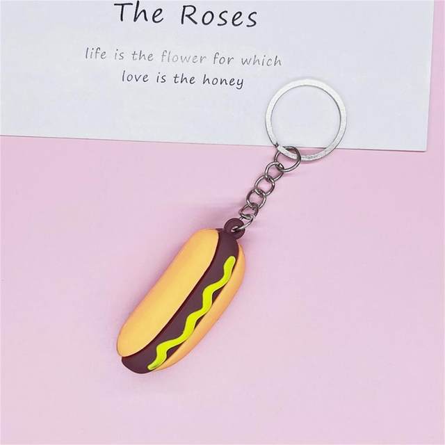 J.Crew Hot Dog Keychain, Leather