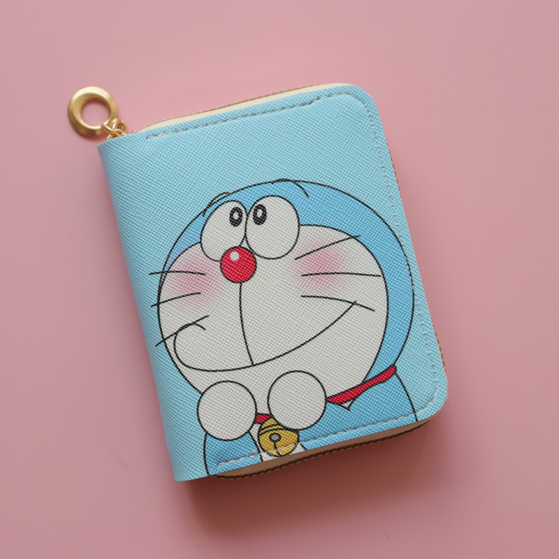 Heißer Verkauf Doraemon Kurze Tasche Anime Druck Nette Brieftasche Cartoon Karte Halter Mini Zipper Geldbörse Kawaii Geldbörsen Schlüsselanhänger Fall – Detail 11