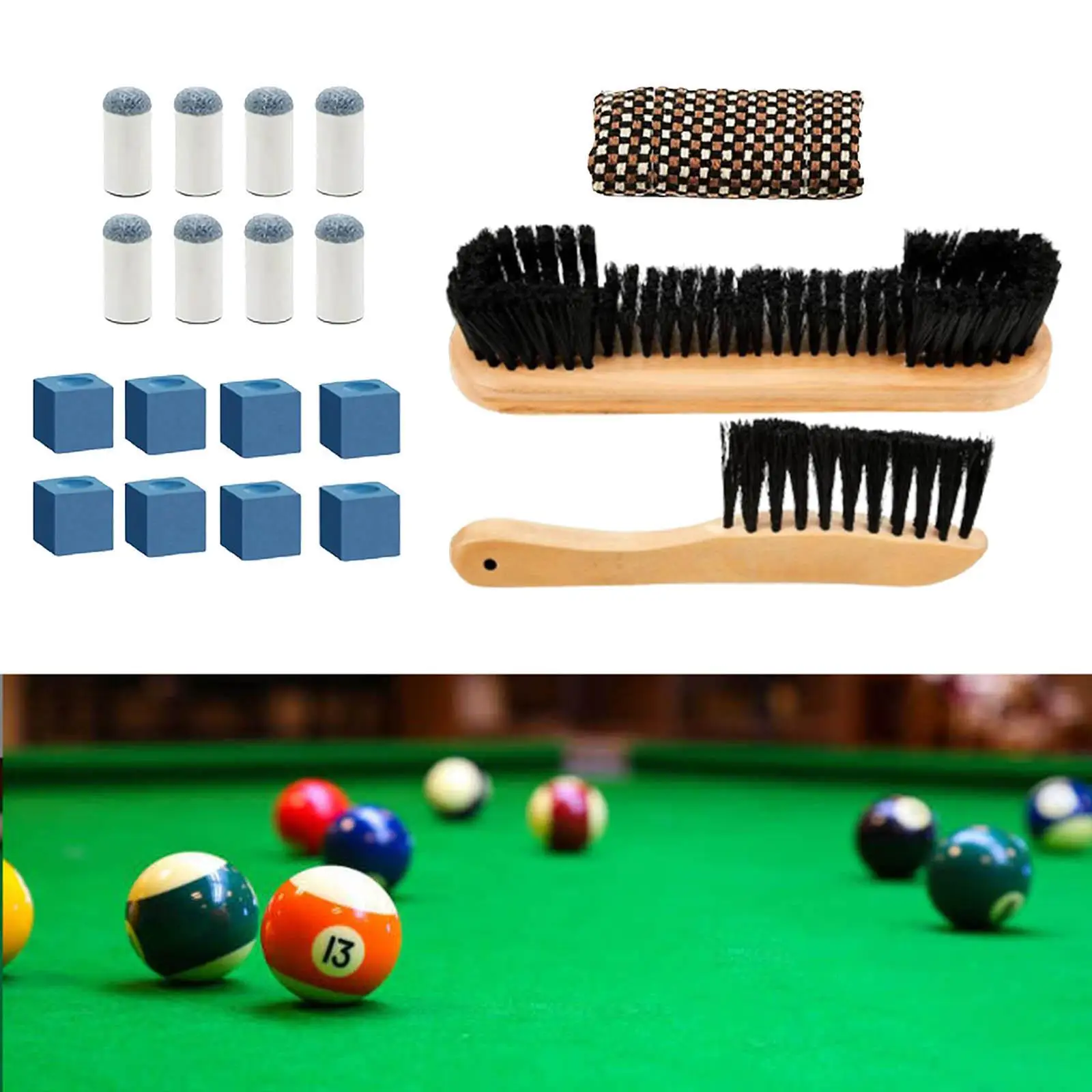Billiard Pool Table Brush and Rail Brush Set Wipe Wooden Cleaning Brush Kit