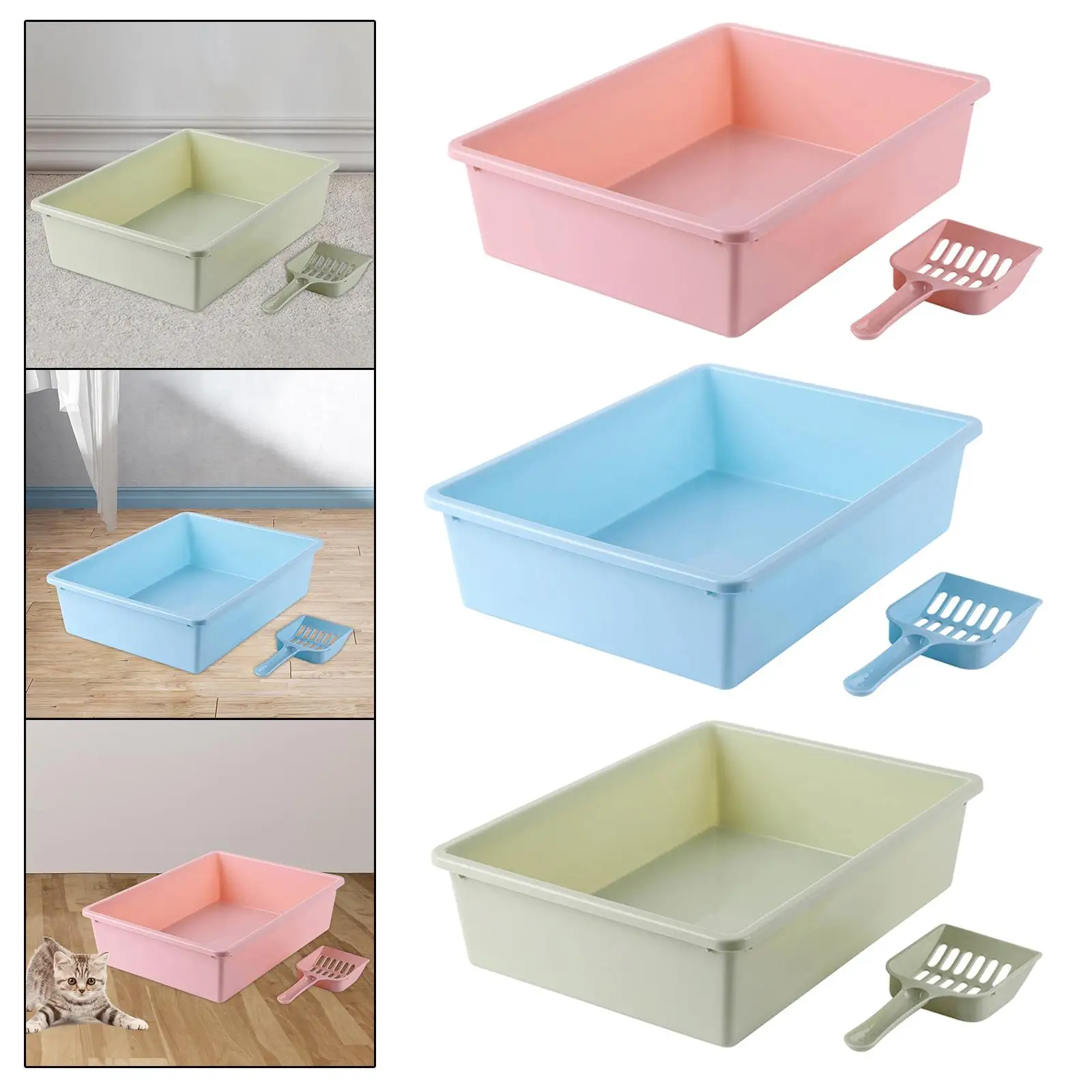 Kitty Litter Tray Low Profile Cat Litter Tray Cage Accessories Kitty Litter Open
