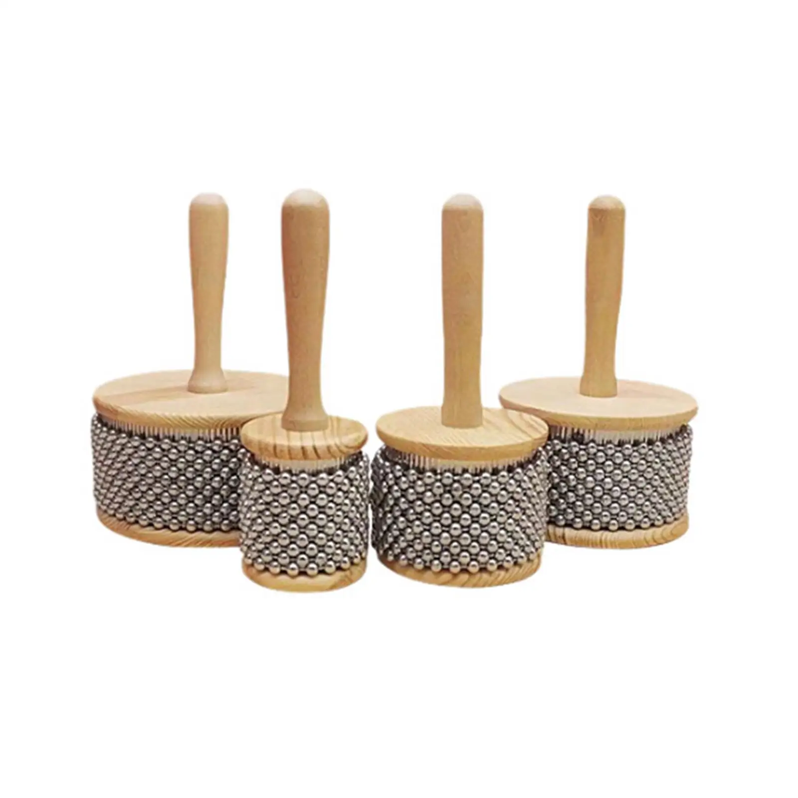 Wooden Hand Cabasa Kids Gift Hand Shaker with Metal Beads Cabasa Music Instrument for Music Education Playing at Home Classroom
