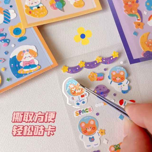 Kawaii Stickers for Journaling Decorative Scrapbooking Supplies Flower  Decorative Stickers Art Supplies Japanese Stationery