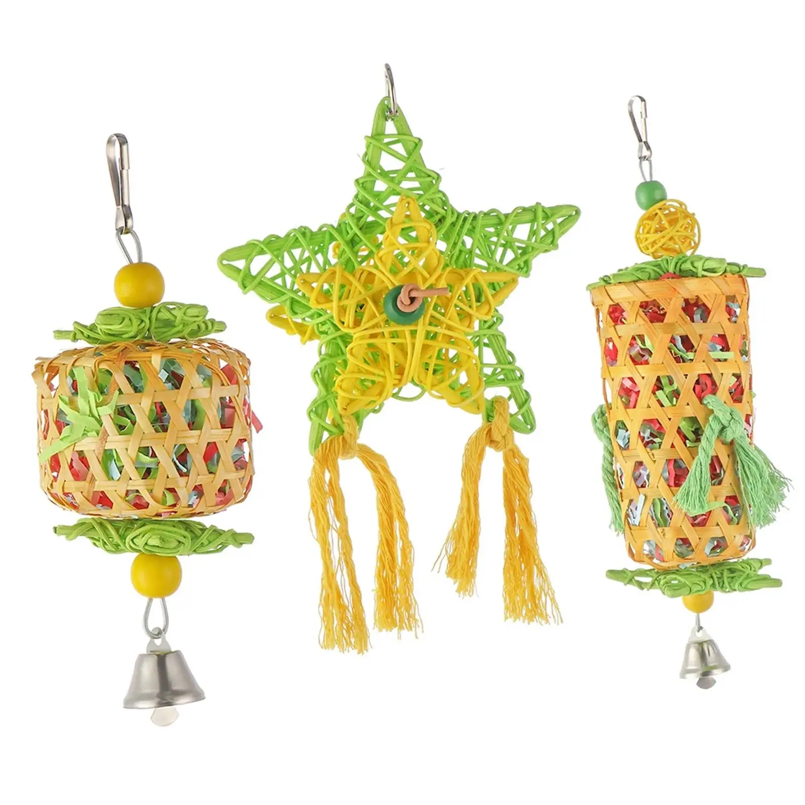 3Pcs Parrot Toys Hanging Swing Cage Bird Chewing Toy for Budgie Finches