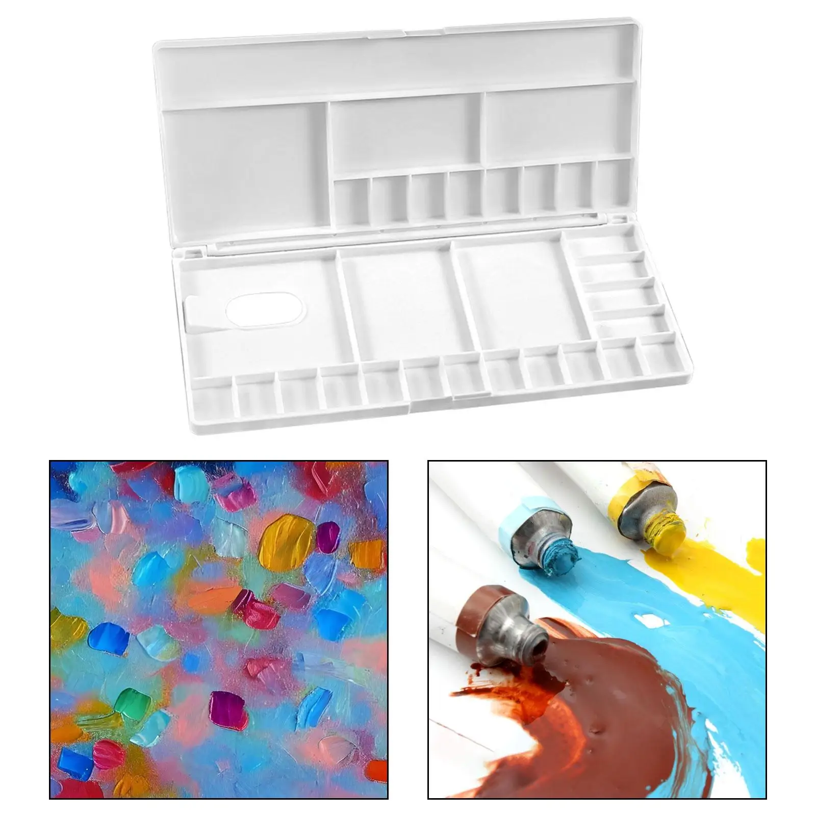 Watercolor Palette with Finger Hole 24 Wells with Cover Large Capacity Paint Palette for Acrylic & Oil Paints Supplies Travel
