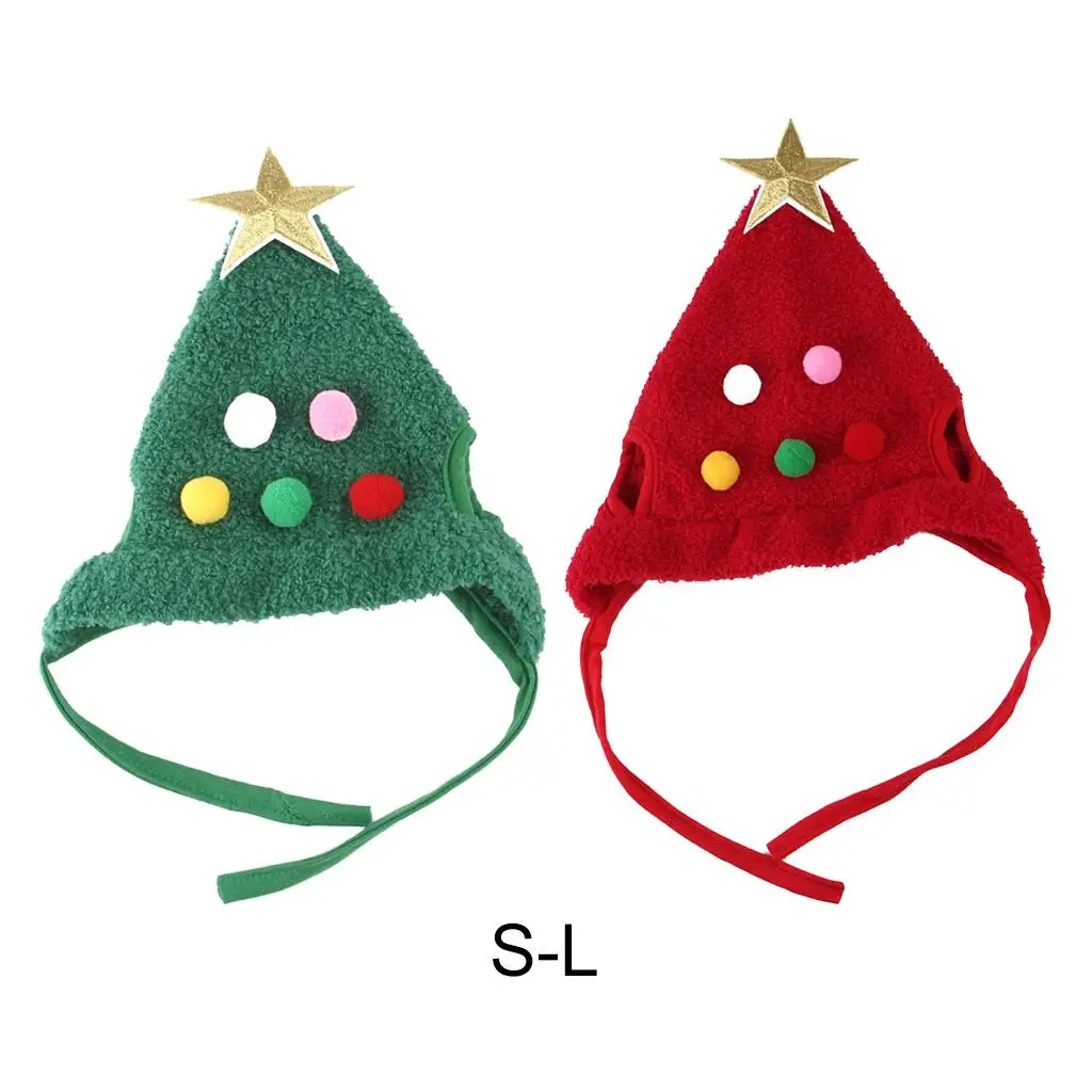 Pet Dog Hat Christmas with Ear Holes Xmas Tree Costumes Headgear for Cats Rabbits Dressing