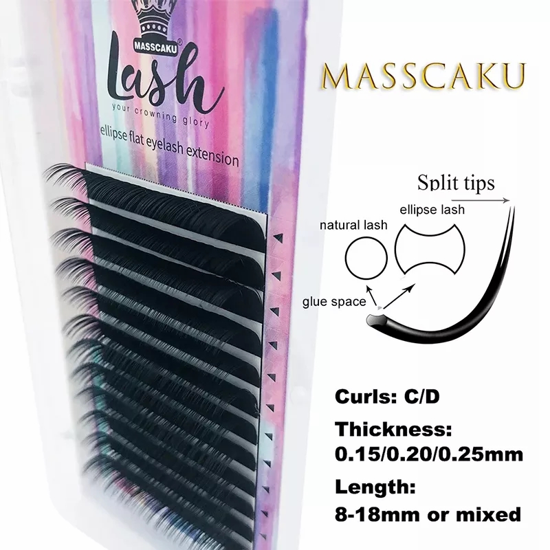 Best of New All Styles Flat Ellipse Eyelashes Extensions Split Tips Ellipse Shaped Natural Light False Ellipse Eyelashes Reviews & Tips