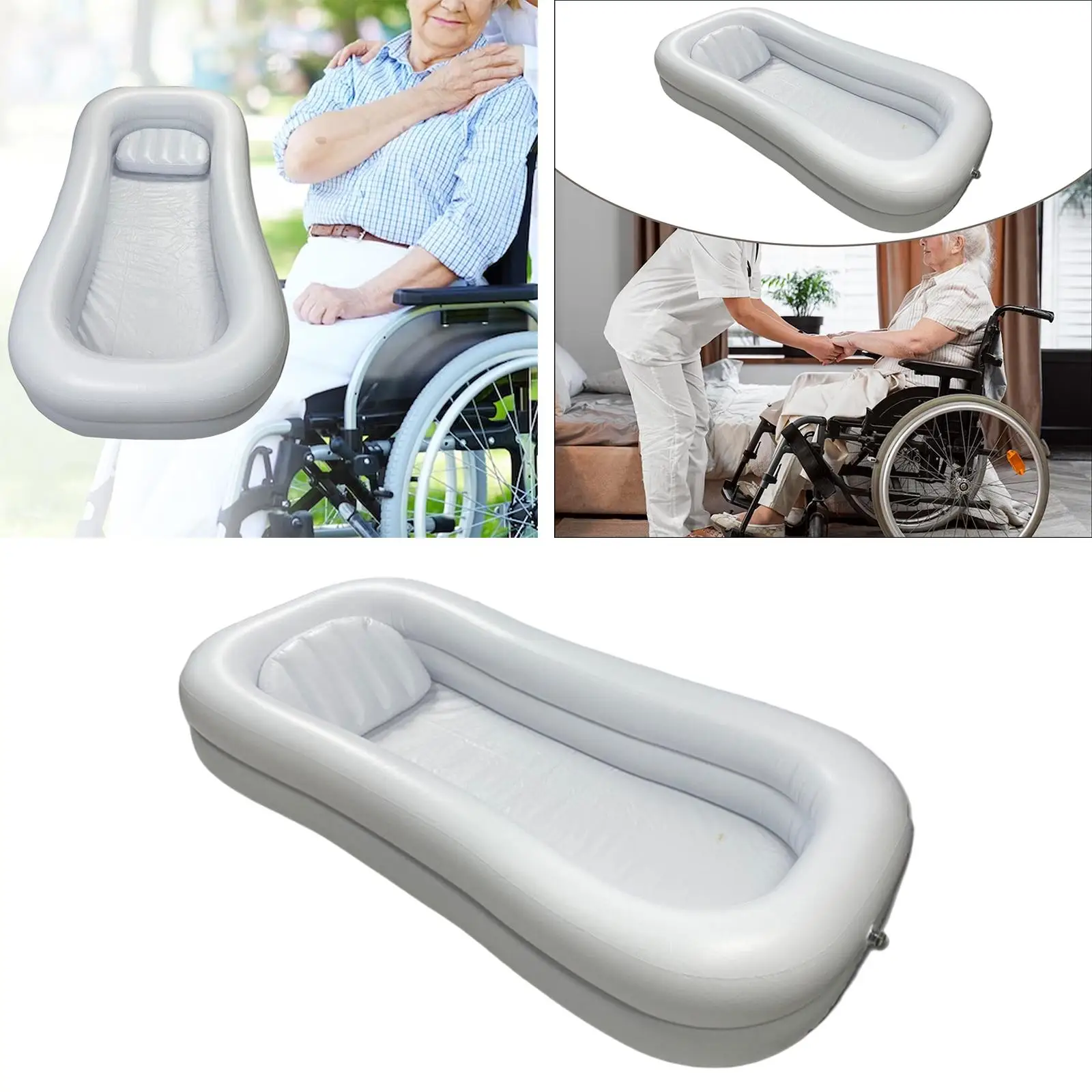 Inflatable Bathtub Adjustable Foldable Thicken Bath in Bed Assist Aid Bath Basin for Elderly Seniors Handicapped Disabled Adults