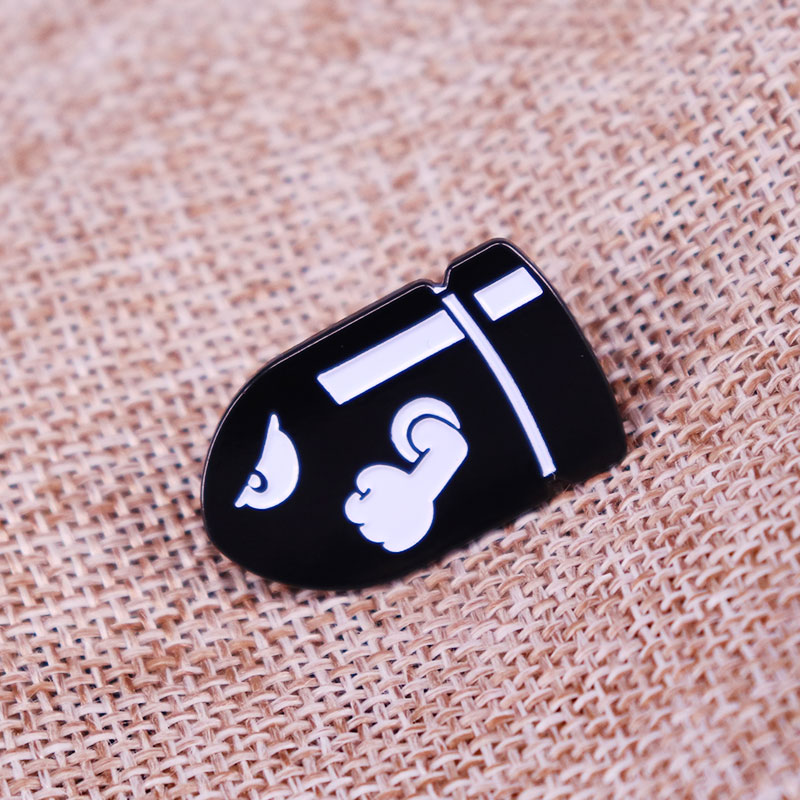 Bullet Bill Super Mariiio Emaille Pins Schwarz Cannonball Brosche Anstecknadel Hemd Tasche Abzeichen Schmuck Geschenk für Freunde – Detail 4