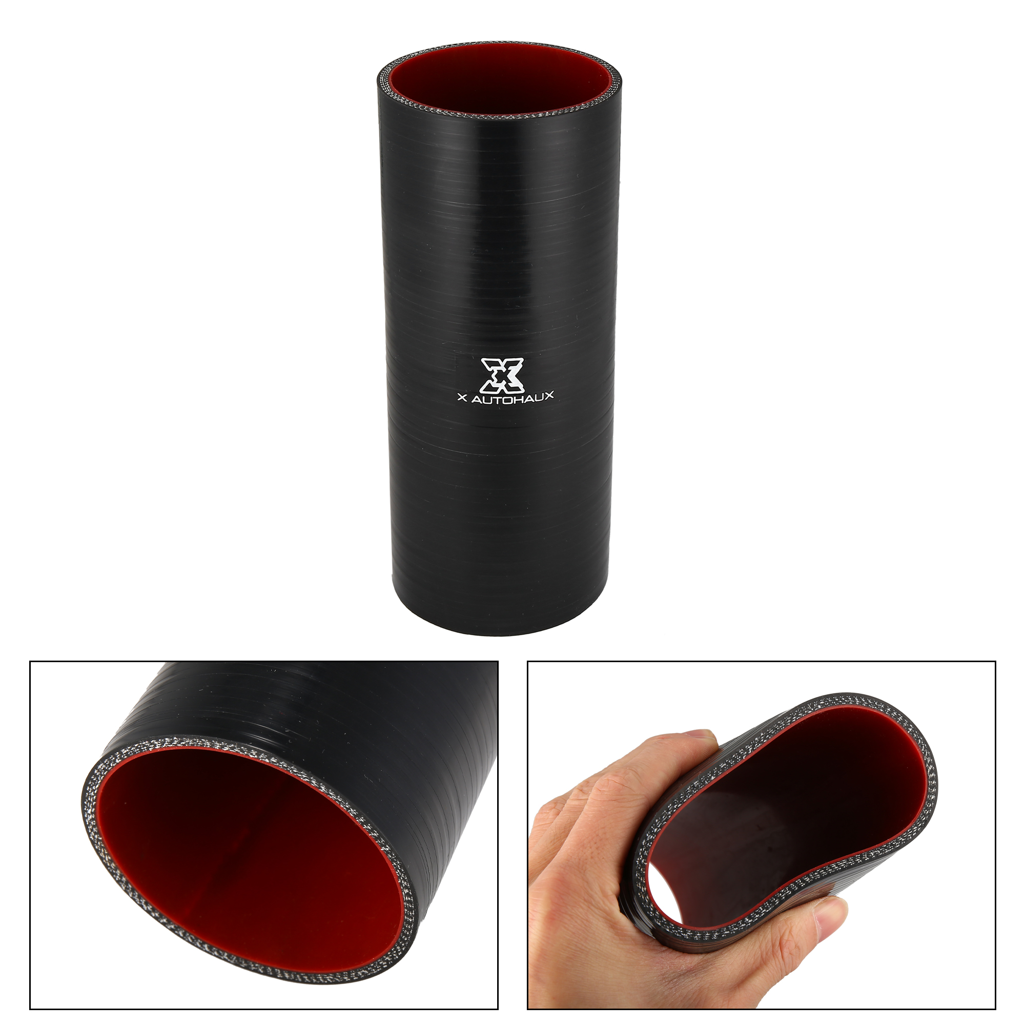 Uxcell 76mm 2.99 "ID Gerade Silikon Reducer Schlauch Silikon Schlauch Koppler Kühler Rohr mit Schellen Schwarz Rot für auto – Detail 3