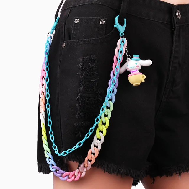 Hip-Hop Rainbow Resin Chain Cute Retro Pants Chain For Women Men Acrylic  Heart Multilayer Punk Girls Party Jewellery