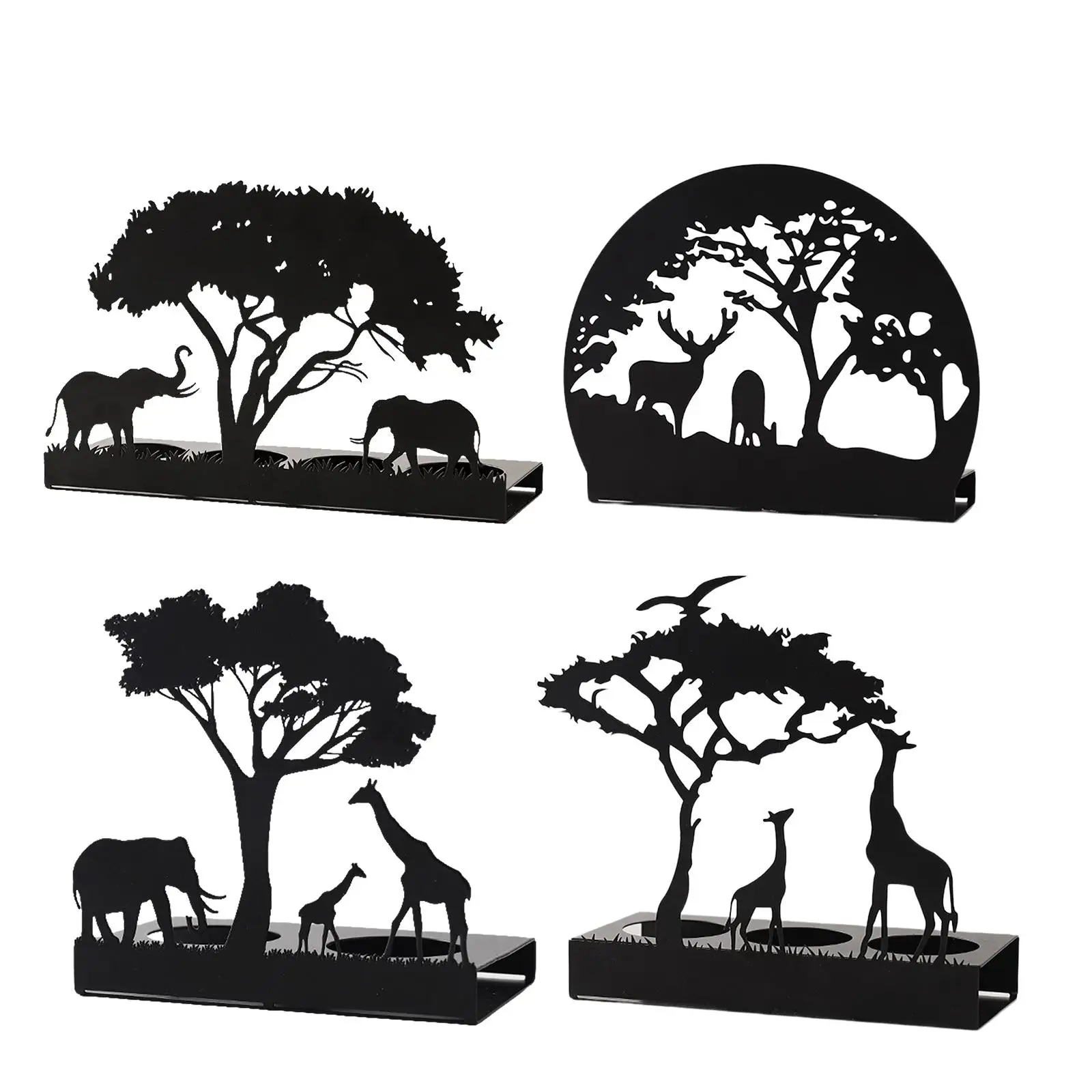 Metal Candle Holders Tree Animals Decorative Pillar Candle Table Centerpiece