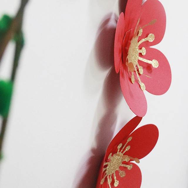 1Set Paper Flowers DIY Artificial Red Floral Wall Art Paper Flower  Decoration for Wedding Red Paper