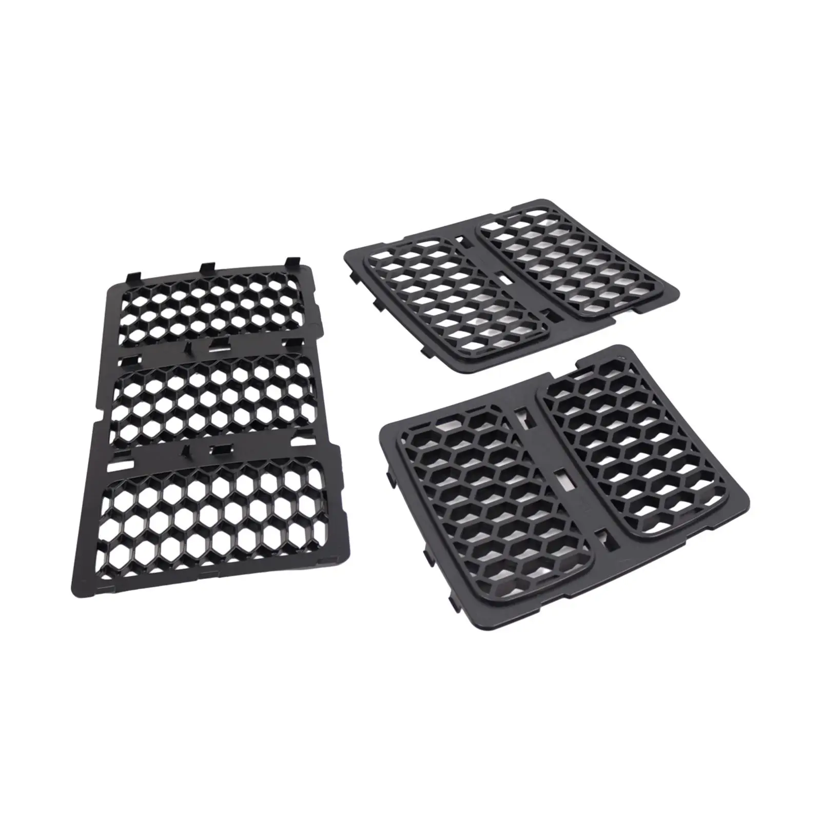 3x Honeycomb Grille Inserts Easy Installation 68143073AC 68143074AD Black High Quality Replacement Parts Auto Accessory