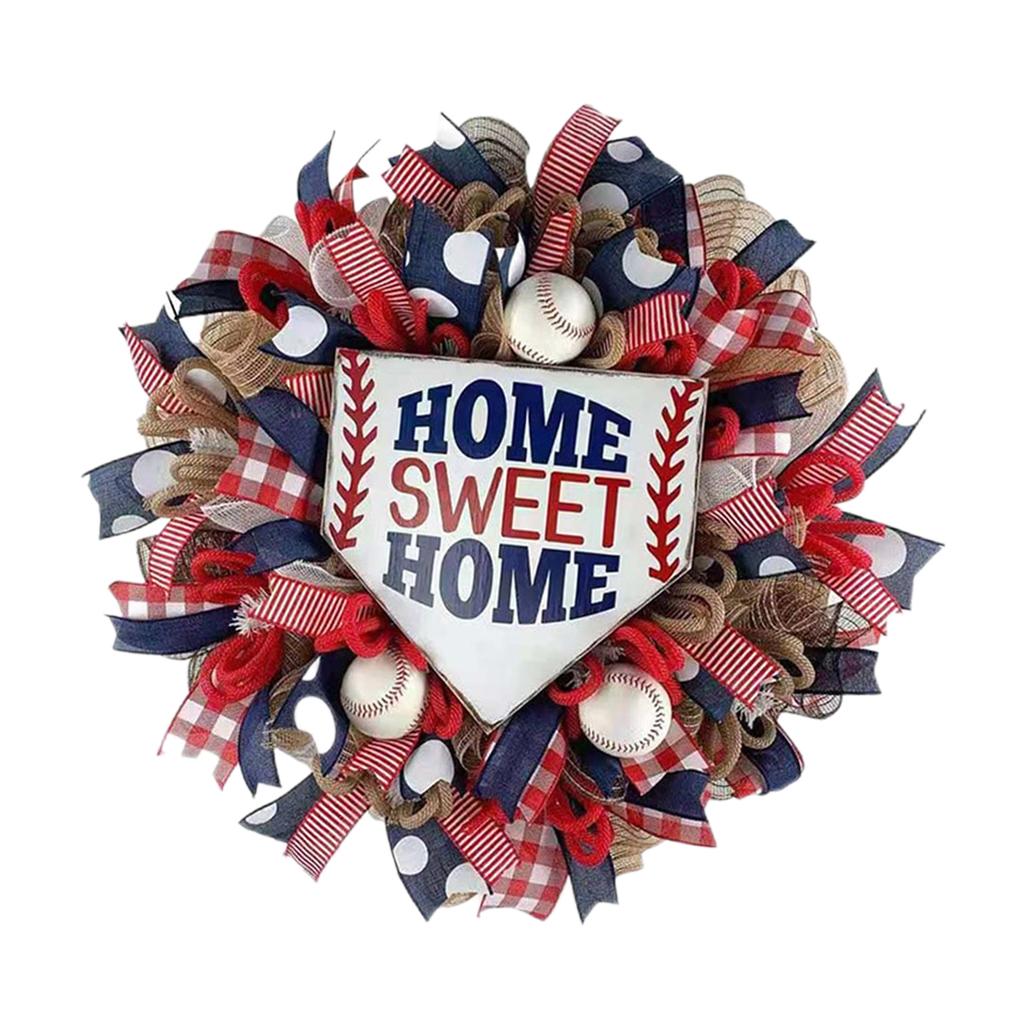 35cm Front Door Wreath American Patriotic Artificial Silk Flower Garland Hanging Simulation Round for Indoor Outdoor Window Wall