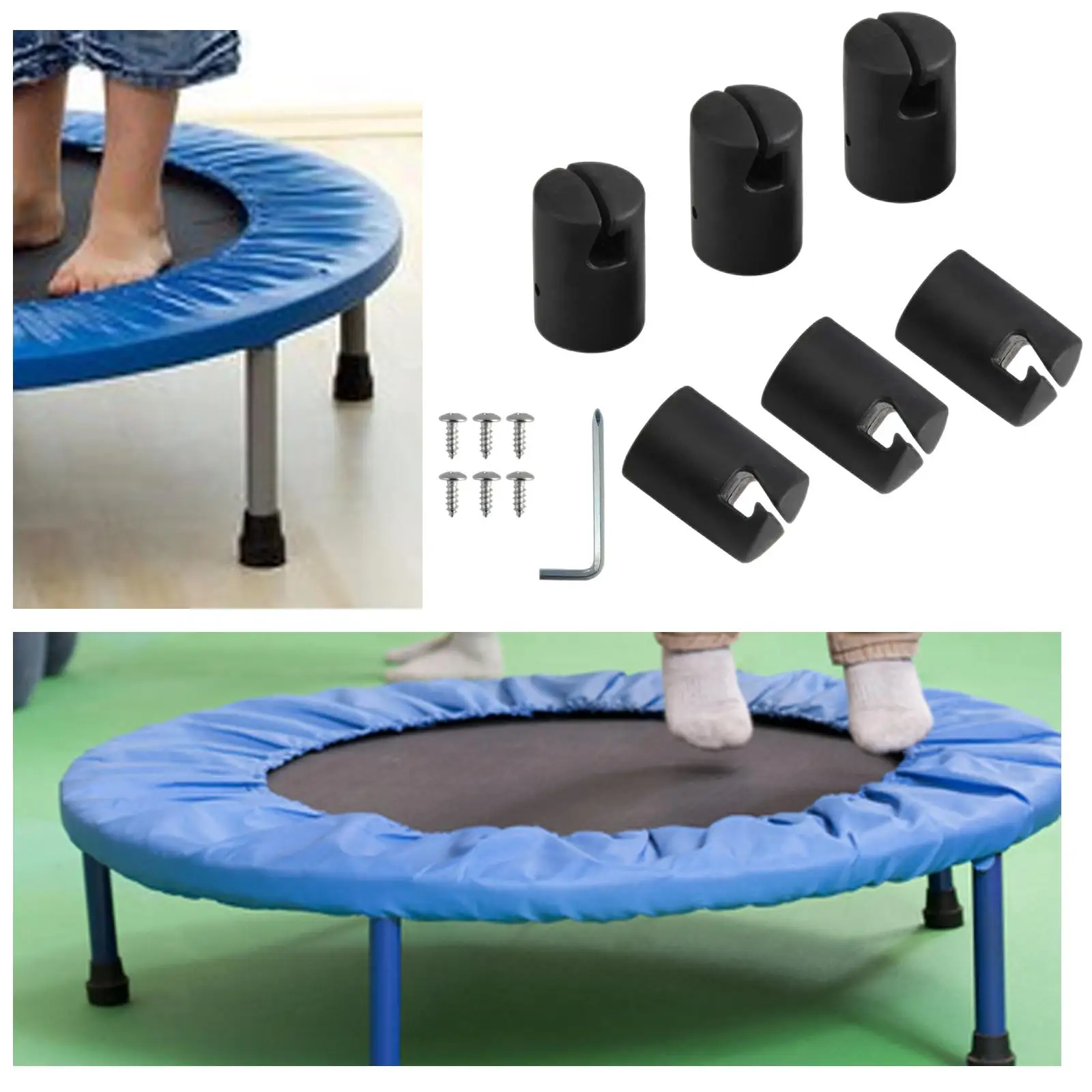 Trampoline Enclosure Pole CAPS with Screws Wrenches for Safety Trampoline Parts Supply