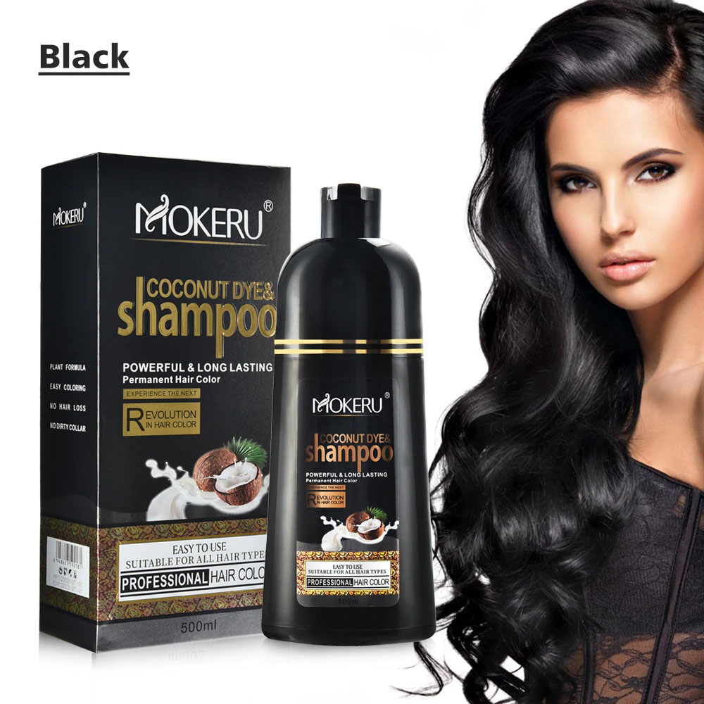 Best of Mokeru 500ml Long Lasting Fast Dyeing Pure Natural Coconut Oil Essence Brown Hair Color Dye Shampoo For Women Covering Gray Hair Reviews & Tips