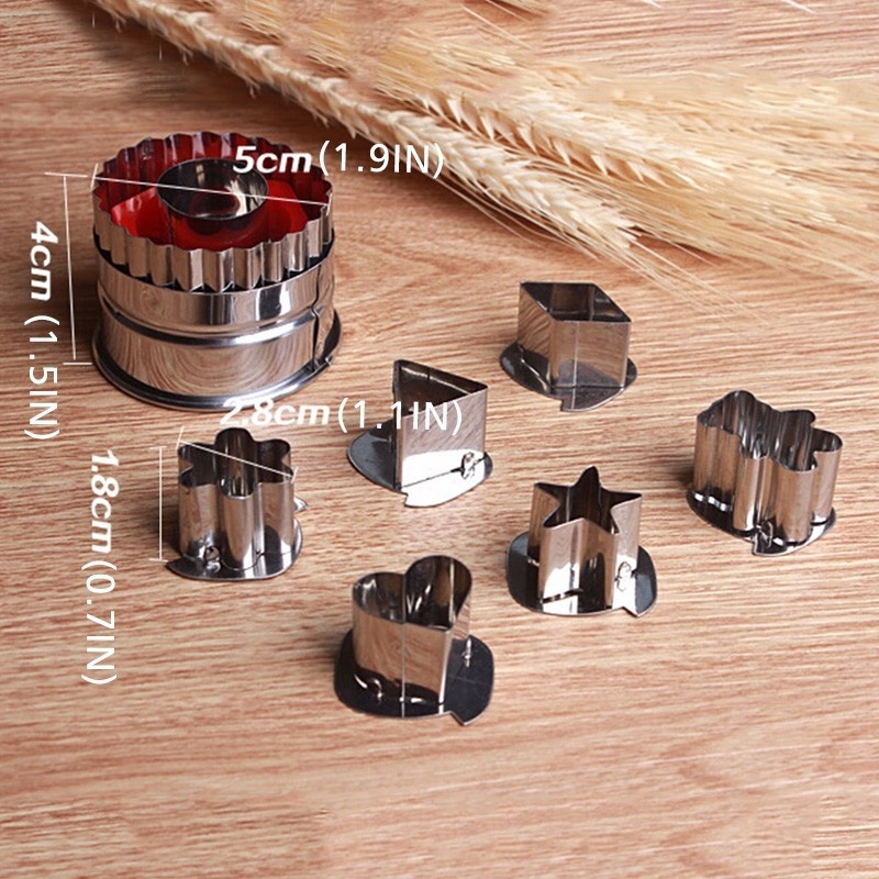 Description Picture 5 of item7PCS Diy Cooking Cake Cookies Pastry Cutter Fruit Vegetable Slicer Mold Baking Cooking Mold Tools Cutter Bakeware