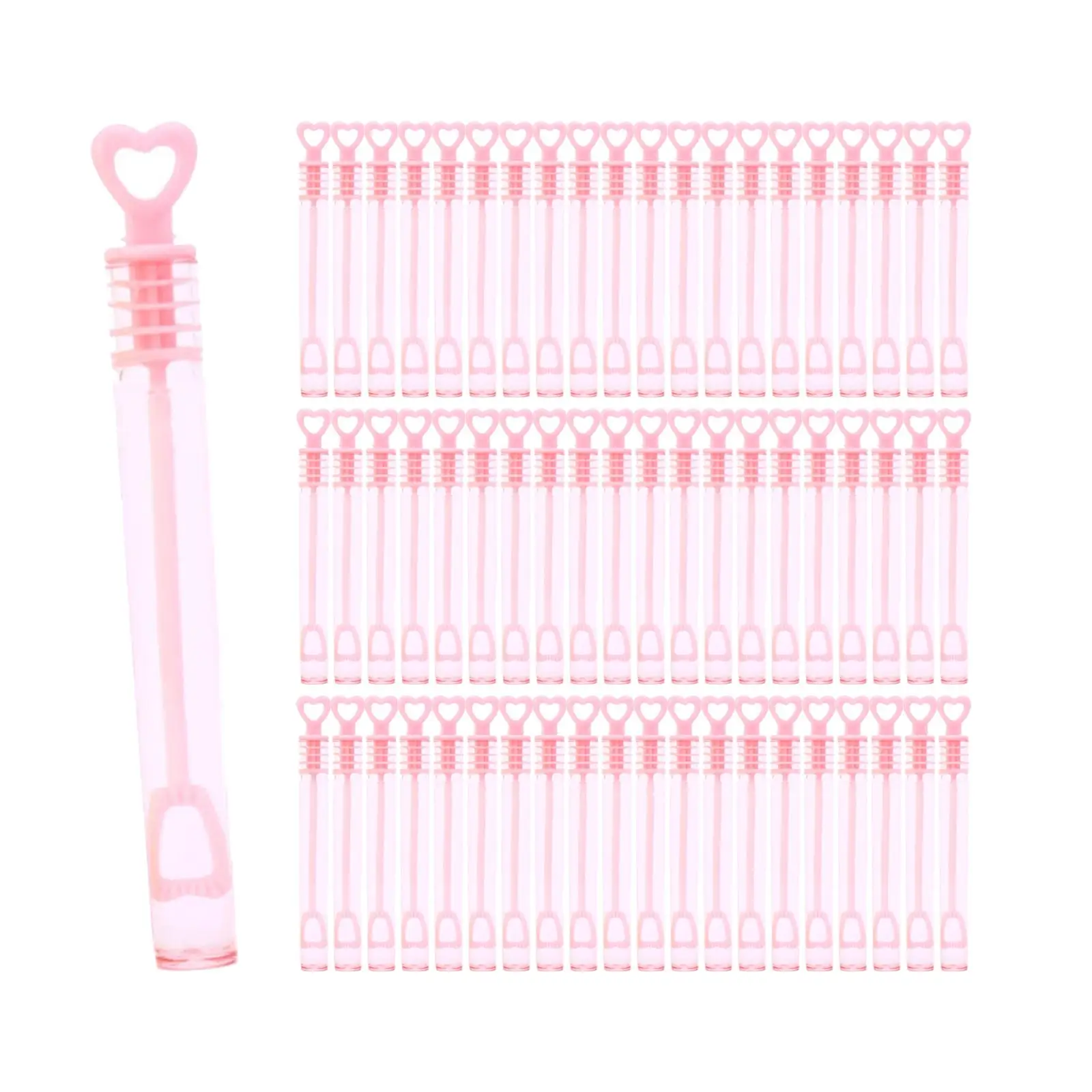 60Pcs Heart Wands Tubes Summer Easy Grasp Bubble Blowing Bottles for Graduation Valentine`s Day Anniversaries Celebrations Adult