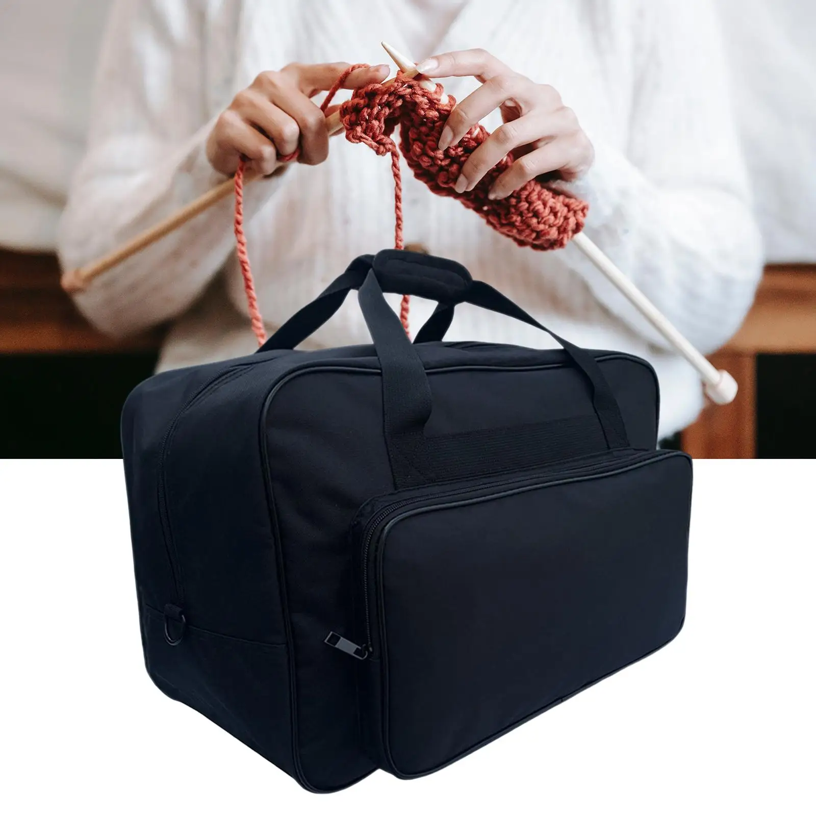 Black Sewing Machine Storage Bag Universal Shoulder Bag Tote Compatible with Most Sewing Machines and Extra Sewing Accessories