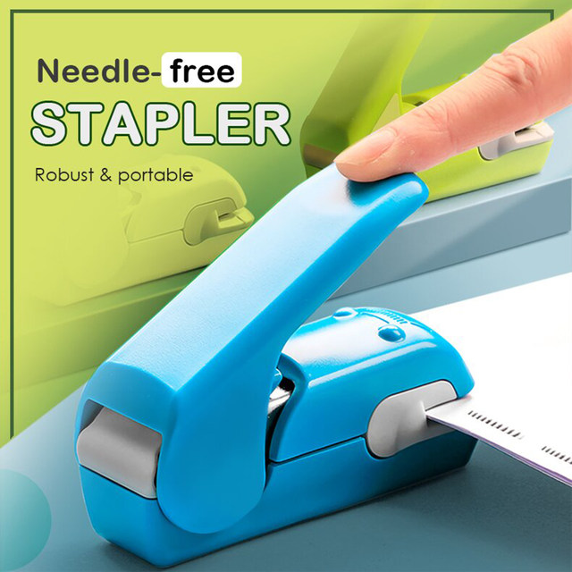 Agrafeuse Sans Agrafes Portable - Reliure Papier Sécurisée - Pour Bureau, Maison, École - Sans Danger Enfants - Couleur Aléatoire