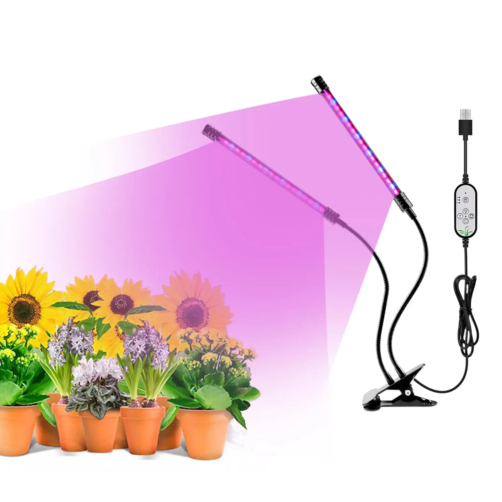 LED Grow Light with 360 Degrees Flexible Clip DC 5V USB Power Supply Desktop LED Plant Growth Light for Plants Flowers 