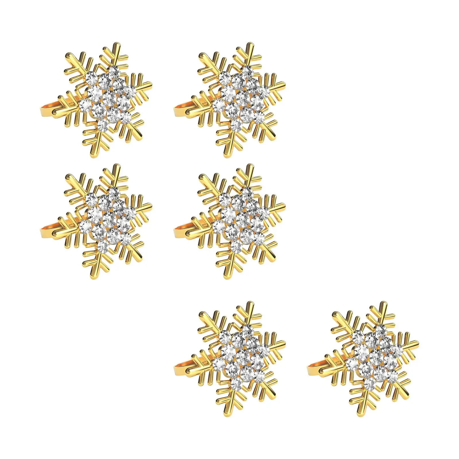 6 Pieces Snowflake Napkin Rings Household Metal Christmas Napkin Rings for Banquet Table Settings Christmas Wedding Decoration