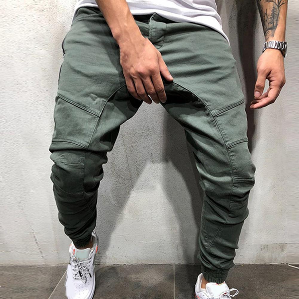 Elastic Waist Slim Hip-hop Sports Men Pants Pencil Multi Pockets Harem Joggers Pants Streetwear_voghion.com